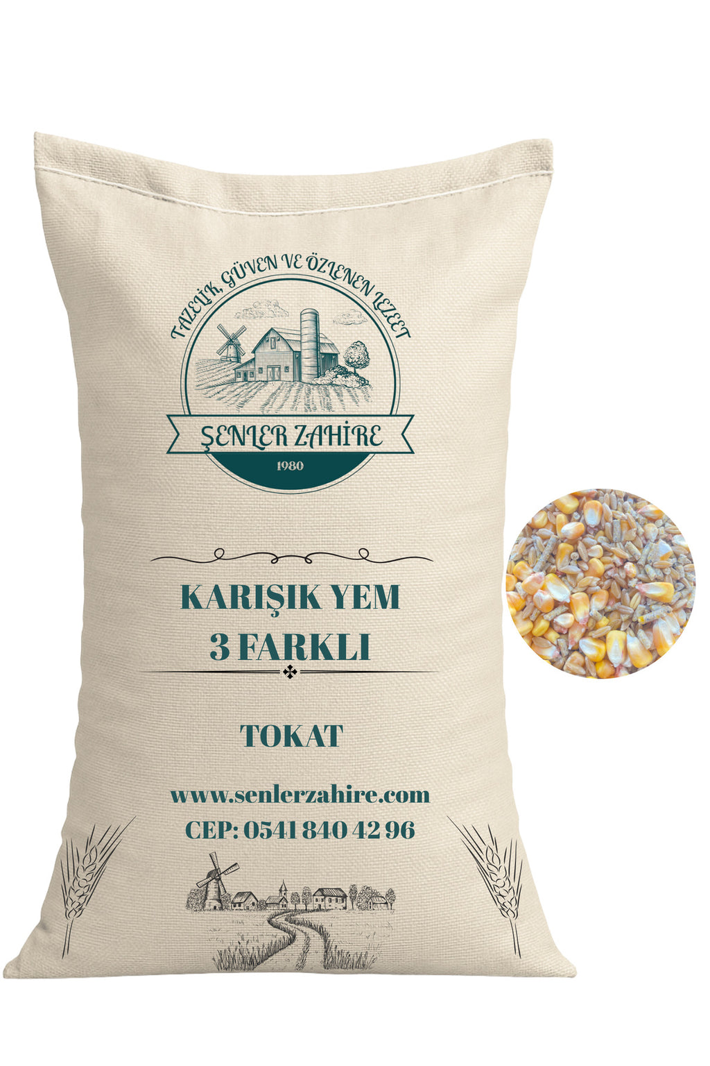 Bütün Mısır, Buğday ve Yumurta Peleti Karışımı – Tavuk, Kaz ve Hindi Yemi 1kg