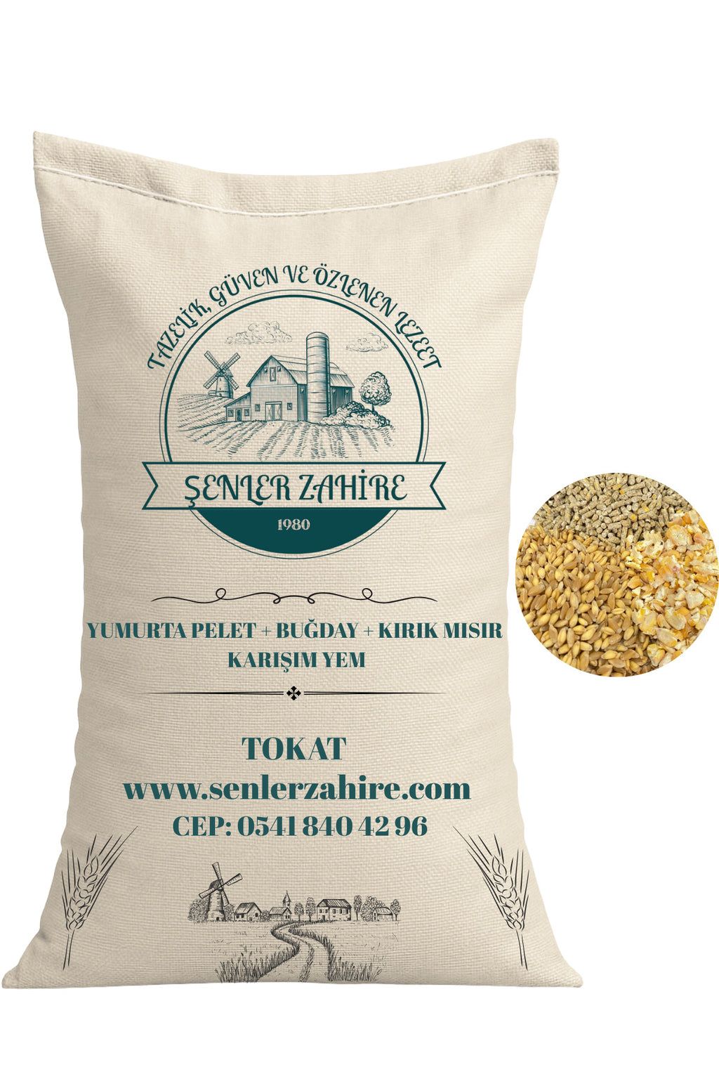 Kırık Mısır + Buğday + Yumurta Pelet Karışık Yem - 1 kg