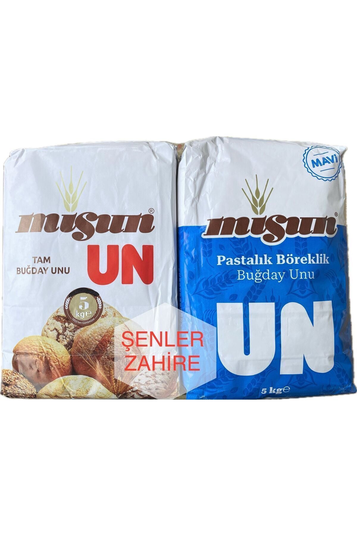 Misun - 5 Kg Tam Buğday Unu ve 5 Kg Pastalık Böreklik Buğday Unu - 2 li Ekonomik Ürün