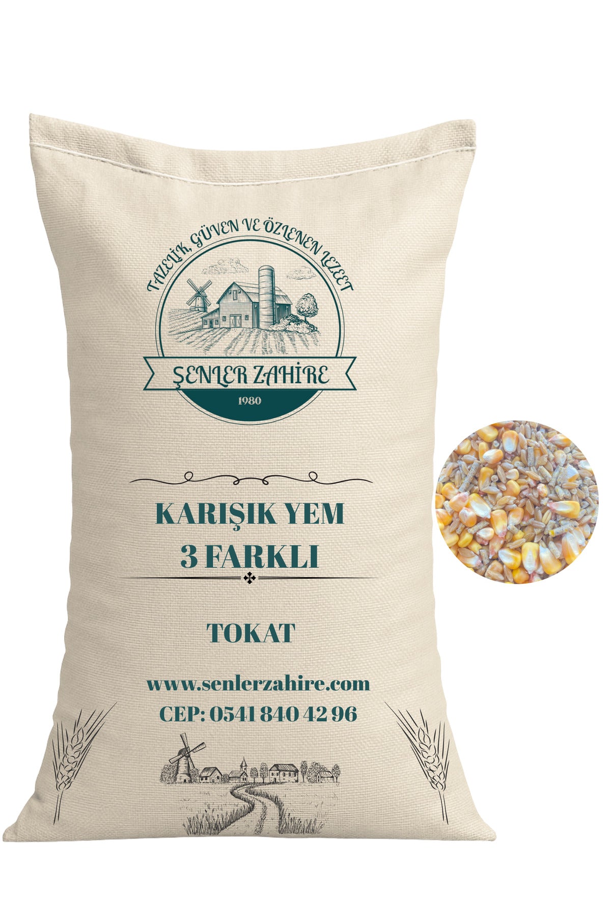 Kanatlı Yemi Üçlü Karışım - 5 kg – Bütün Mısır, Buğday, Yumurta Pelet