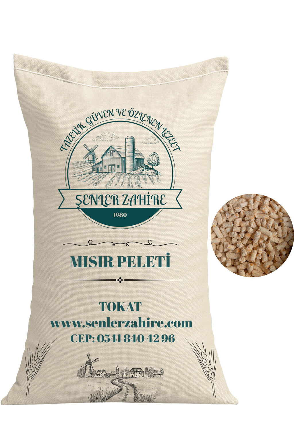 Katkısız %100 Mısır Peleti - (6 mm) (Tavuk, Kuş, Hindi, Koyun, Keçi Vb.) - 10 Kg