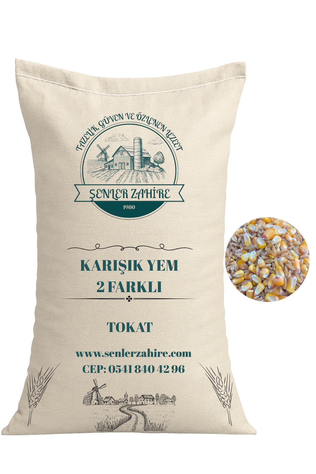 Kanatlı Yemi İkili Karışım - 1 kg – Bütün Mısır, Buğday