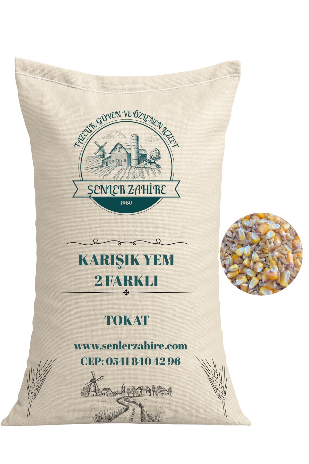 Kanatlı Yemi İkili Karışım - 1 kg – Bütün Mısır, Buğday