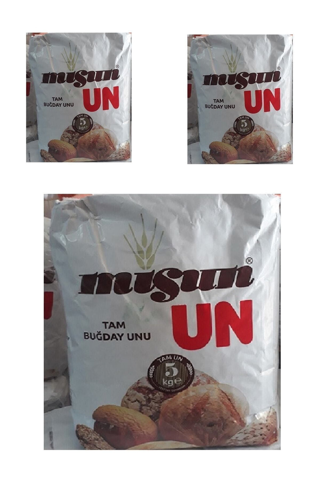 Misun 3 Adet Tam Buğday Unu,esmer 5 Kg 3x5kg-asafknt