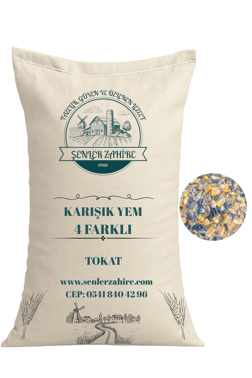 Kanatlı Yemi Dörtlü Karışım 10 - kg – Bütün Mısır, Buğday, Çekirdek, Yumurta Pelet