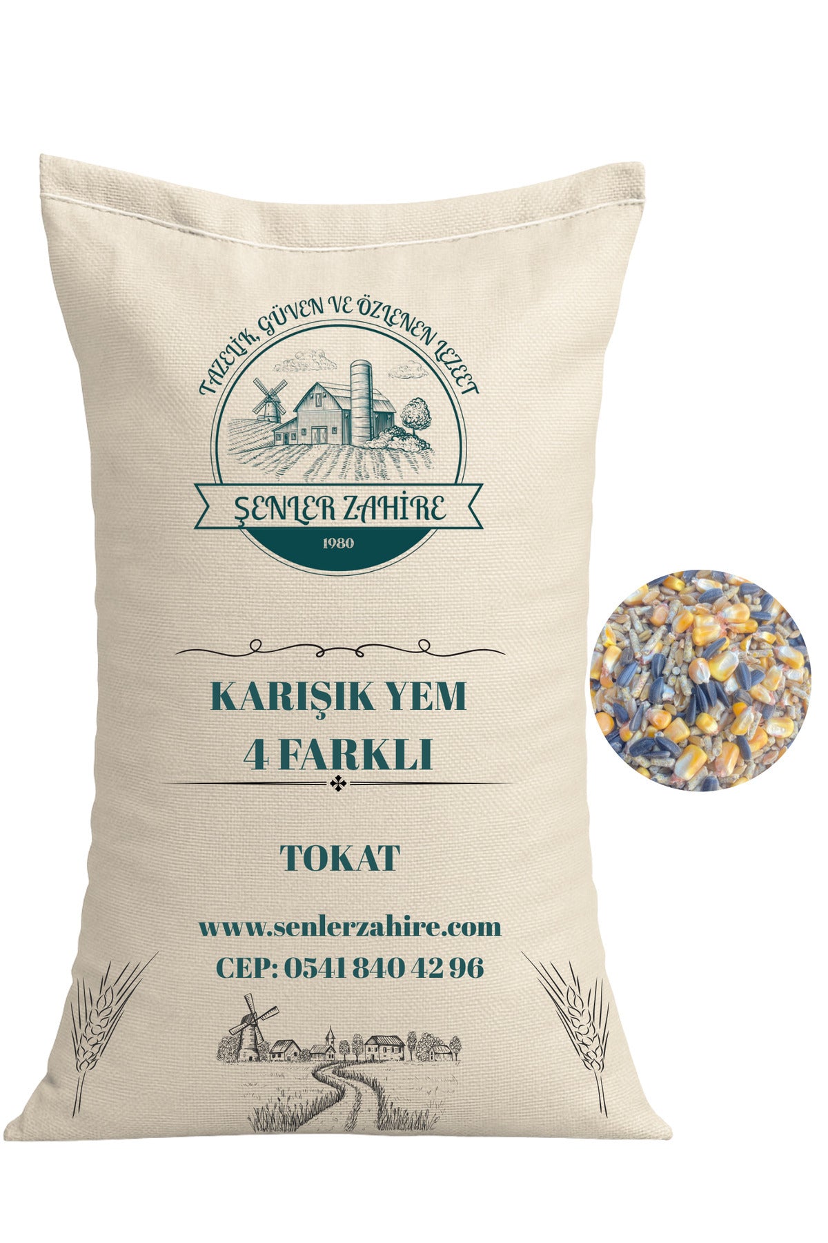 Kanatlı Yemi Dörtlü Karışım 10 - kg – Bütün Mısır, Buğday, Çekirdek, Yumurta Pelet
