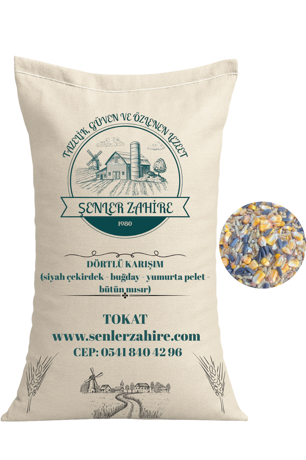 Karışık Yem (Tavuk – Ördek – Kaz – Kuş vb.) Yumurta Pelet + Buğday + Mısır + Siyah Çekirdek - 10 kg