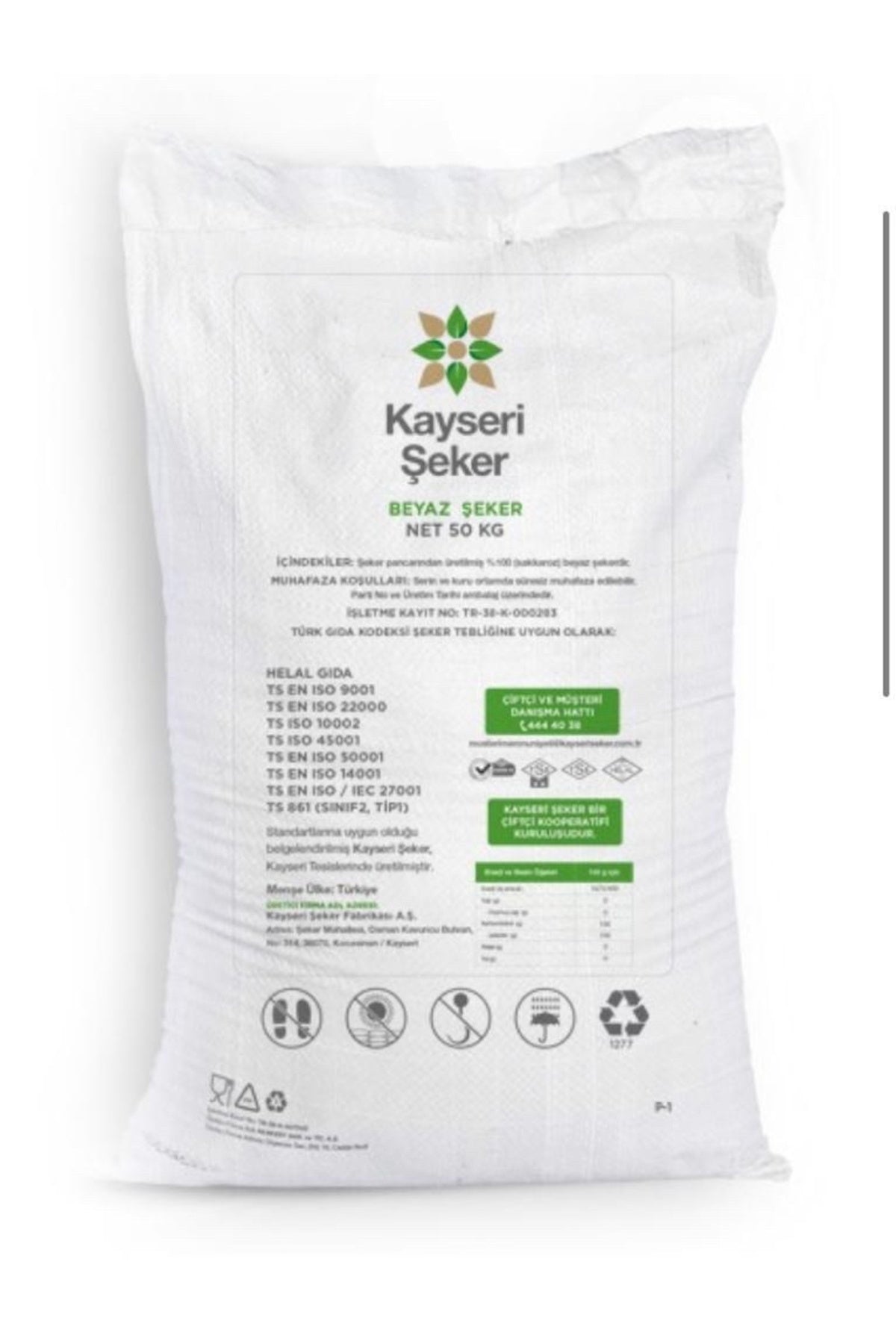 - Kayseri Şeker -kristal Beyaz Şeker - Toz - 50 Kg Üretim: Tokat/turhal